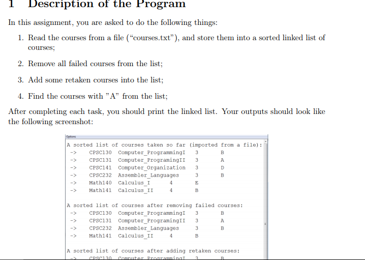 public class Course { private String code; private String name; private