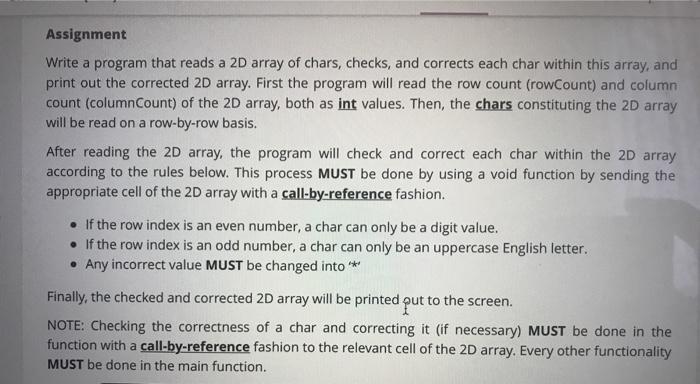 write c++ pls Assignment Write a program that reads a 2D array