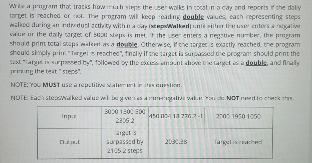  Write a program that tracks how much steps the user walks