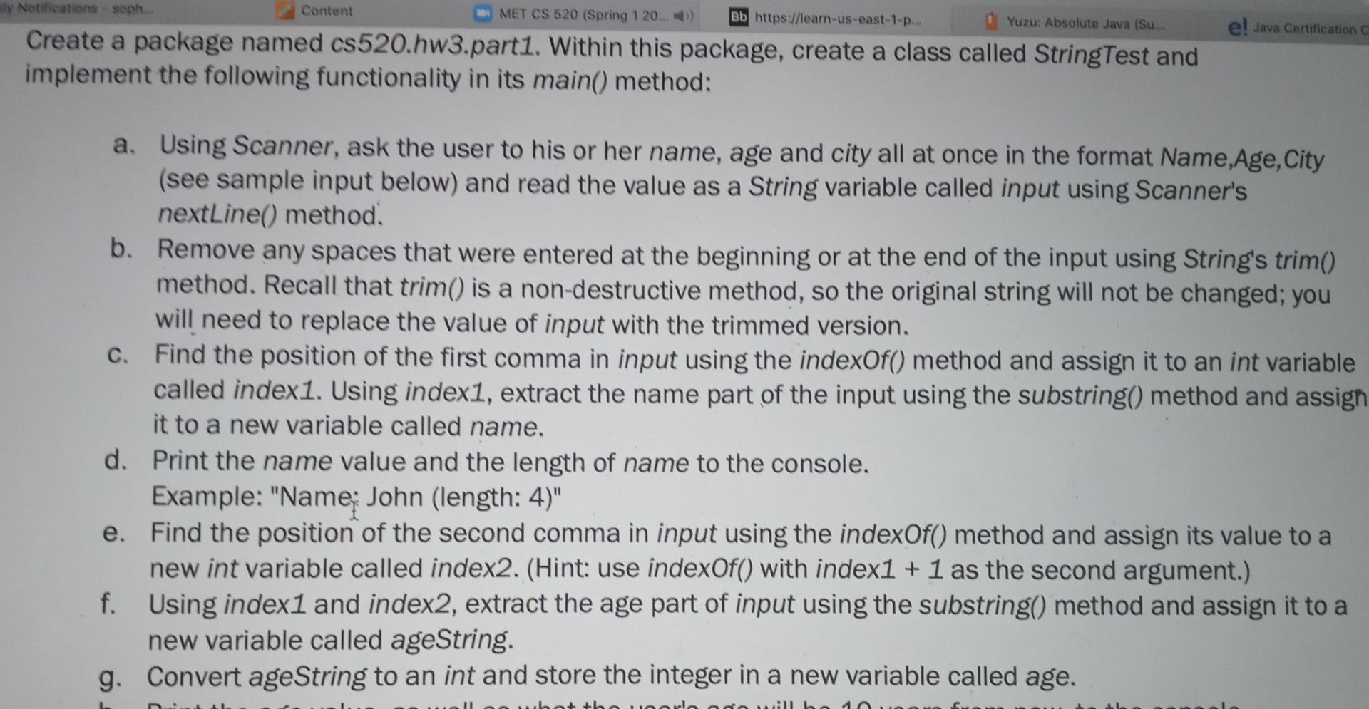  java programming y Notifications - soph... Content MET CS 520 (Spring