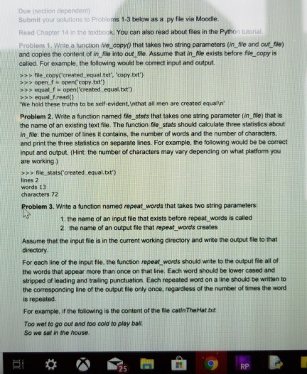  need a simple python code. thanks! Due (section dependent) Submit your