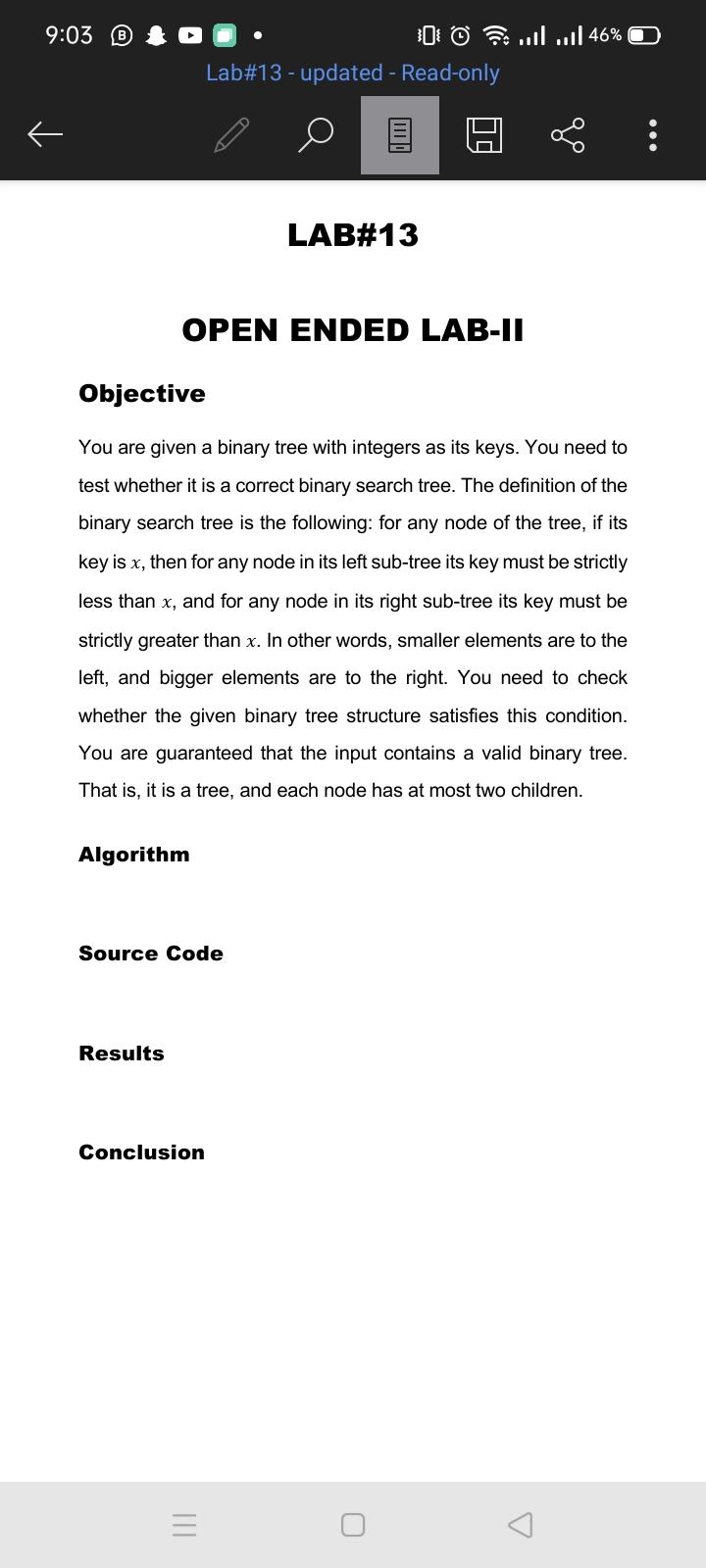  Write code in java 9:03 B 46% 404 Lab#13 - updated