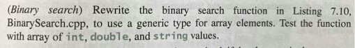  they asking to rewrite this one program is c++ (Binary search)