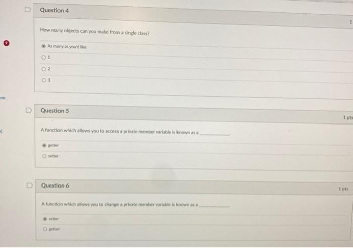 of these would not be a valid function call. mysocks setMaterial(string "Cotton')