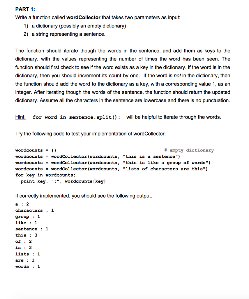 Python activity, very confused--any help is appreciated!! PART 1 Write a function