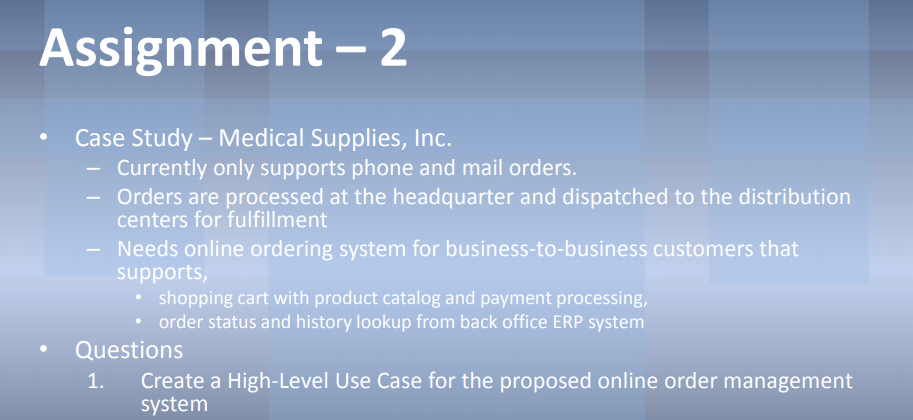 Assignment - 2 Case Study- Medical Supplies, Inc. . Currently only