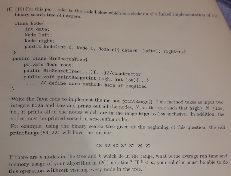  (0) (10) For this part, refer to the code below which
