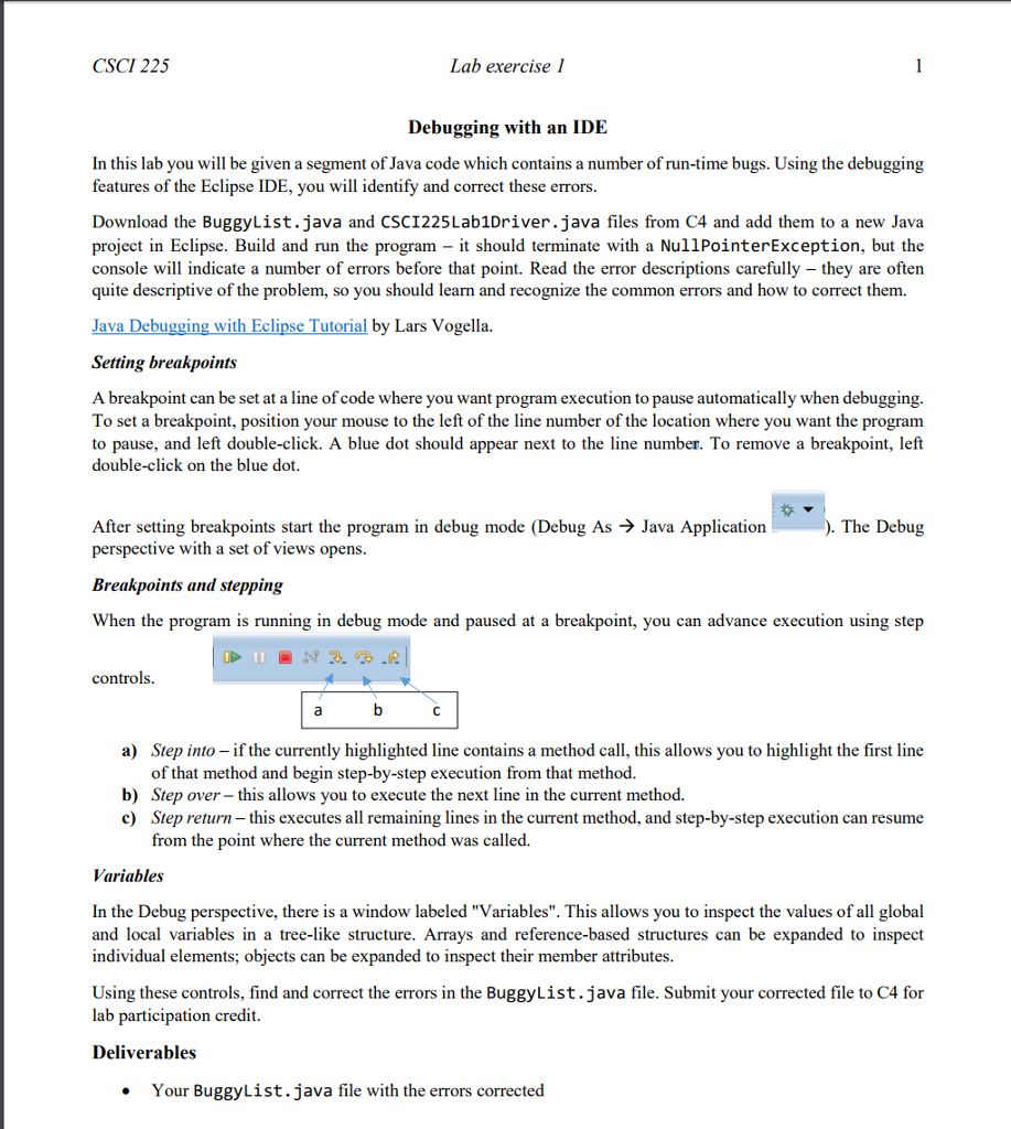  // File: BuggyList.java // Author: Geoffrey Tien/ Rita Ester // Description: