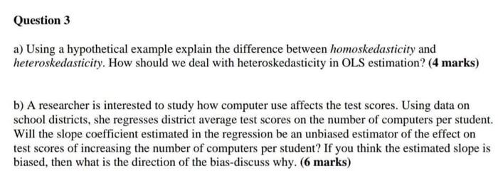  Question 3 a) Using a hypothetical example explain the difference between