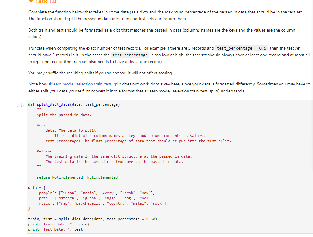  Complete the function below that takes in some data (as a