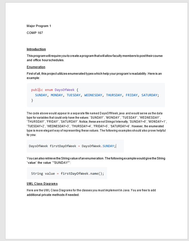  Major Program 1 COMP 167 Introduction This program will require you