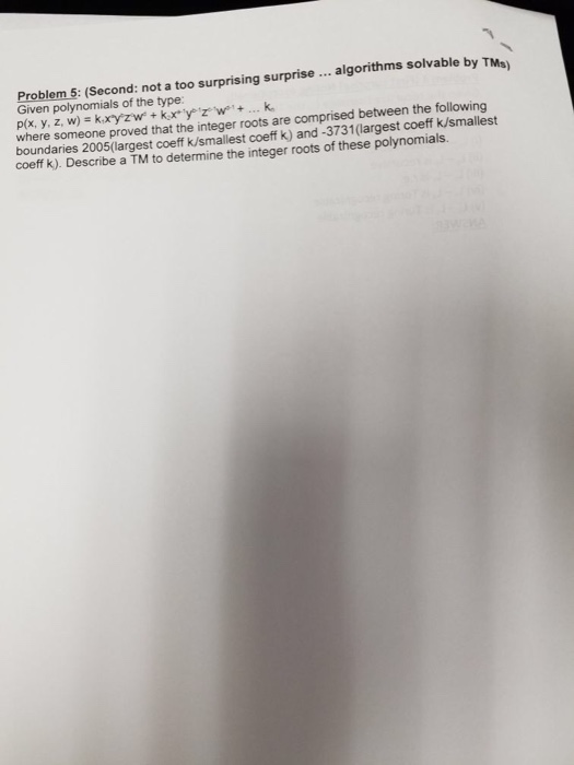  algorithms solvable by TM Problems (second: not a too surprising surprise