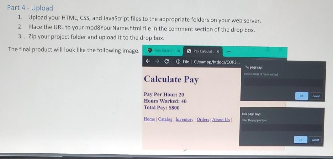 some embedded JavaScript. The goal is to create a page that an