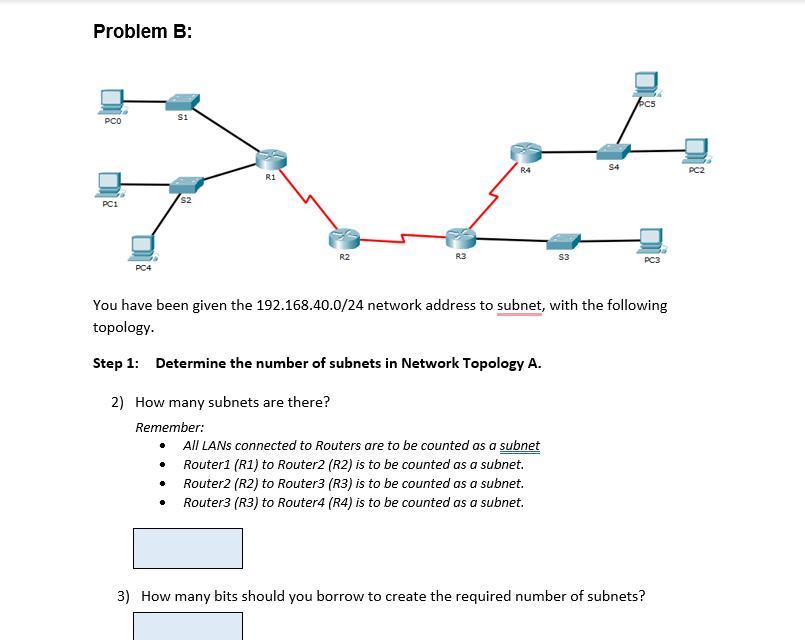 Problem B: You have been given the 192.168.40.0/24 network address to