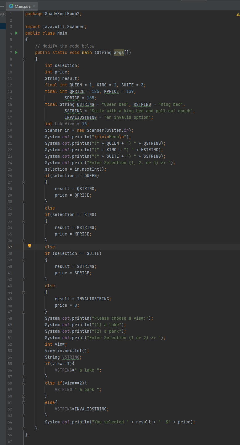 Chapter 5 Programming Exercise 3A, to ask the user to specify a