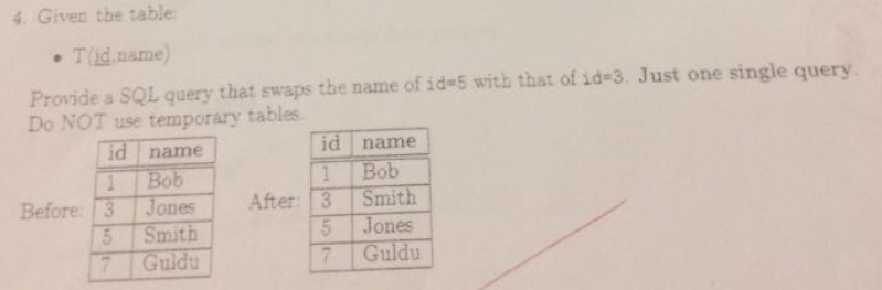  4. Given the table Tid name Provide a SQL query that
