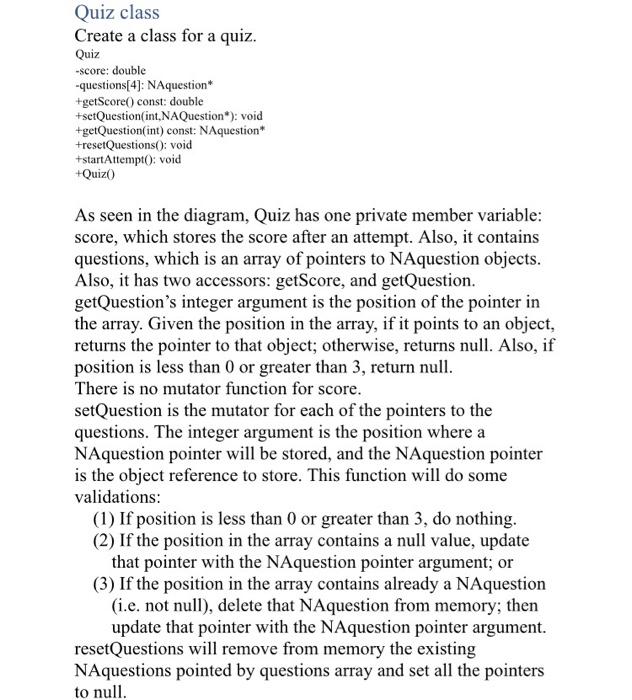 class Create a class for a question. Question -text: string tset Text(string):