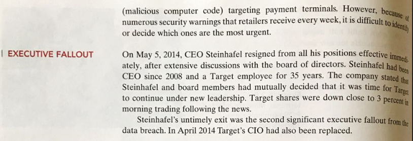 concerning this data breach. Has Target recovered from it? Explain. 8. Assuming