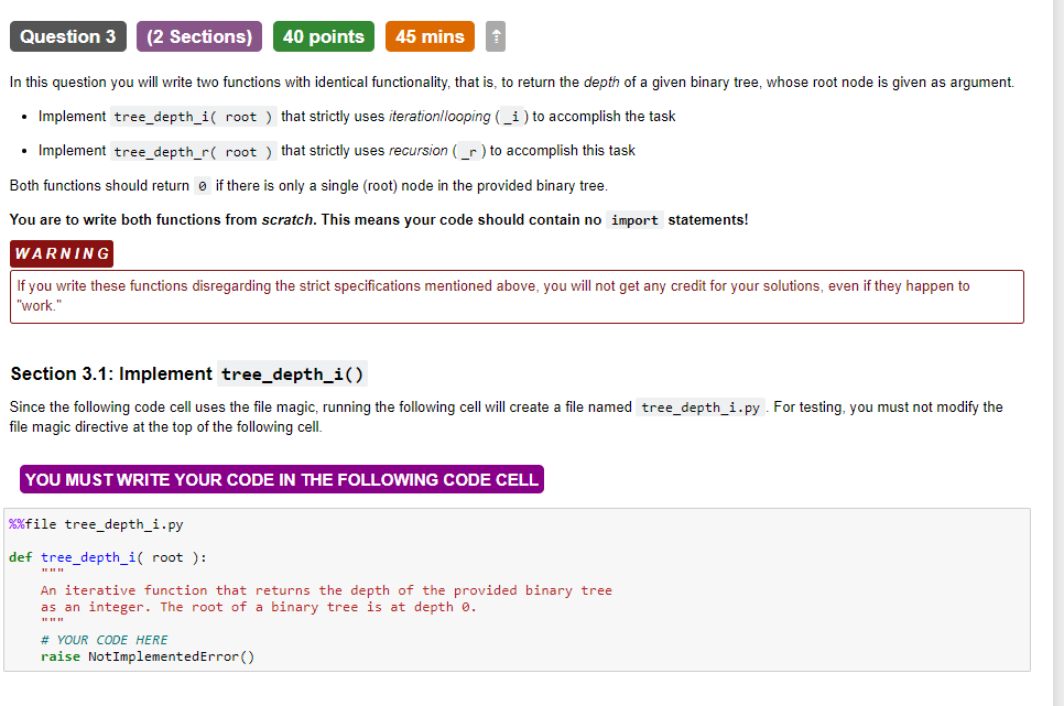 python!!!!!!!!!!!!!!!!!!!!!!!!!!!!!!!!!!!!!!!! we have 1 hour Question 3 (2 Sections) 40 points 45