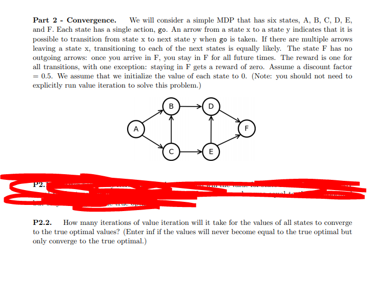 Part 2 - Convergence. We will consider a simple MDP that