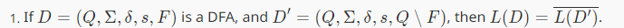  If D=(Q,,,s,F) is a DFA, and D'=(Q,,,s,QF), then L(D)=ar(L(D')). 
