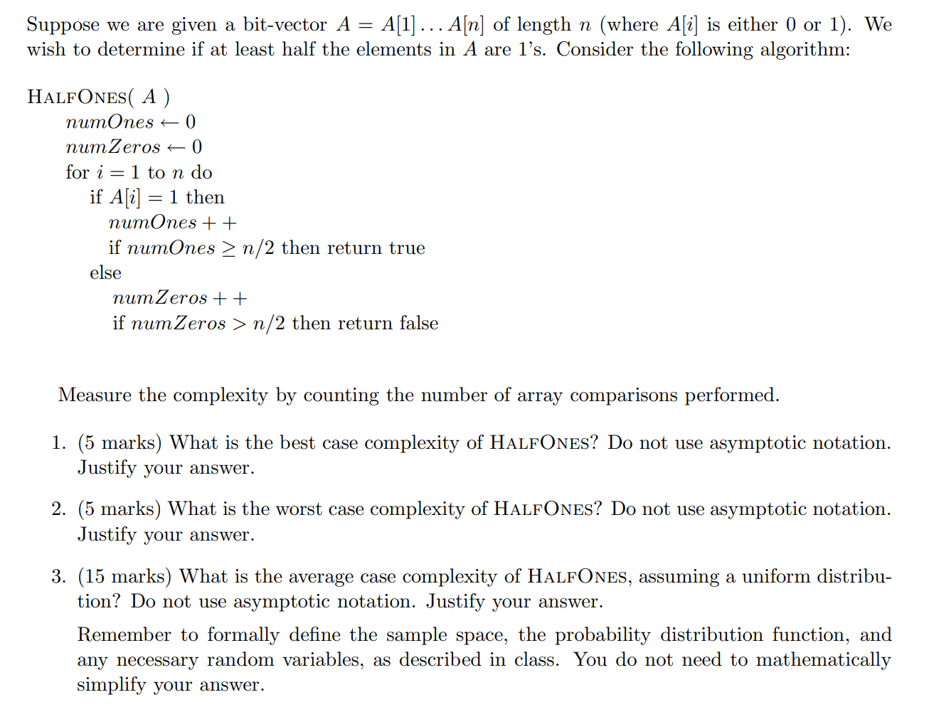  Suppose we are given a bit-vector A = A[1]... A[n] of