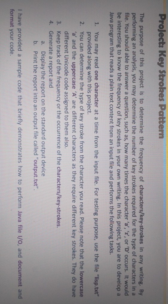  java 2 help.!!! here is the sample code. Projects Key Strokes