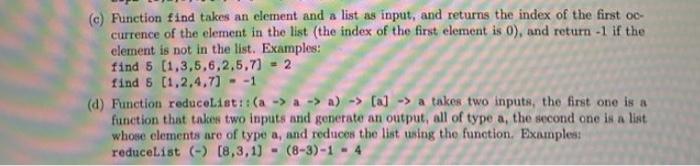  please help me with this exercise using Haskell (c) Function find
