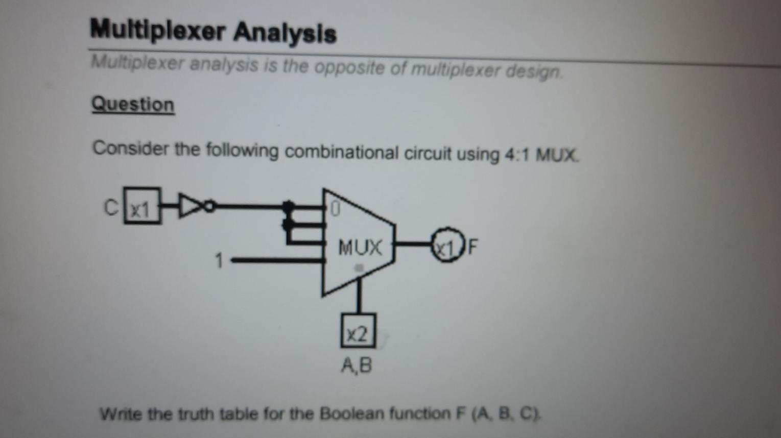 what is the solution Multiplexer Analysis Multiplexer analysis is the opposite of