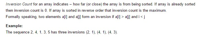  JAVA Inversion Count for an array indicates - how far (or