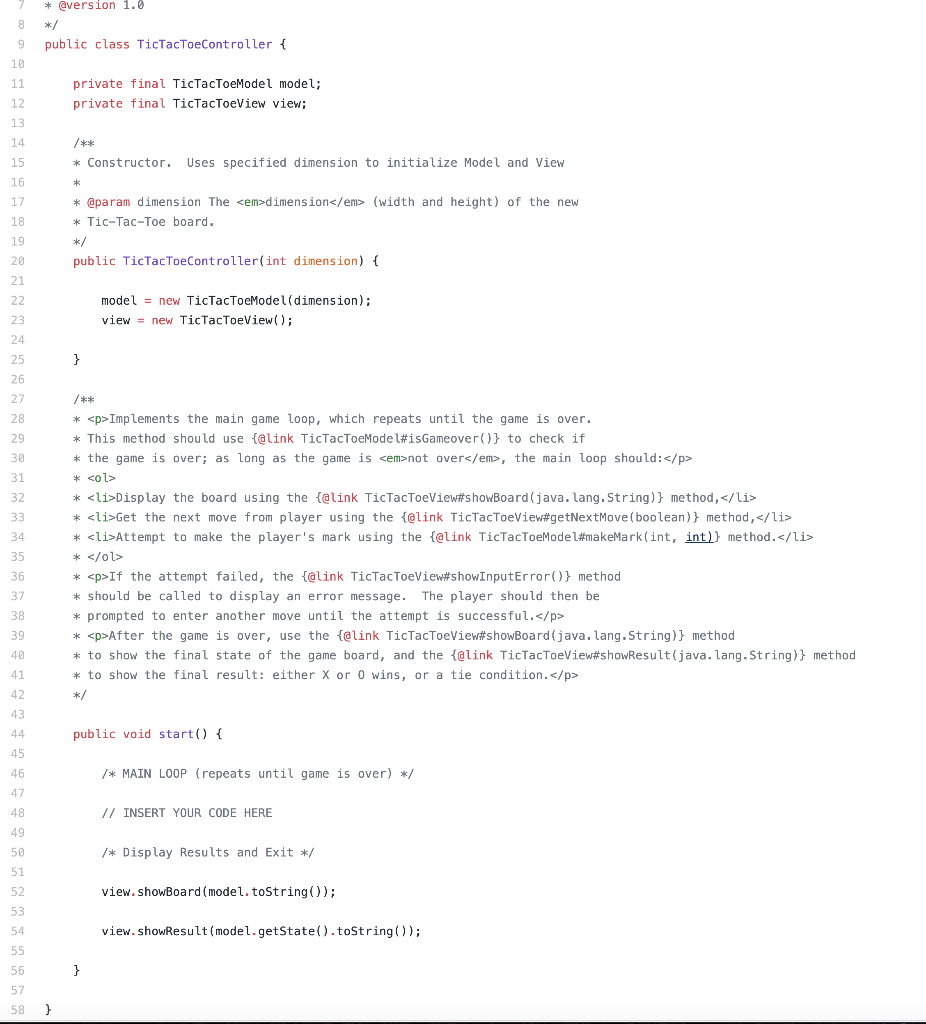 board (fill with TicTacToeSquare.EMPTY) */ // INSERT YOUR CODE HERE } public