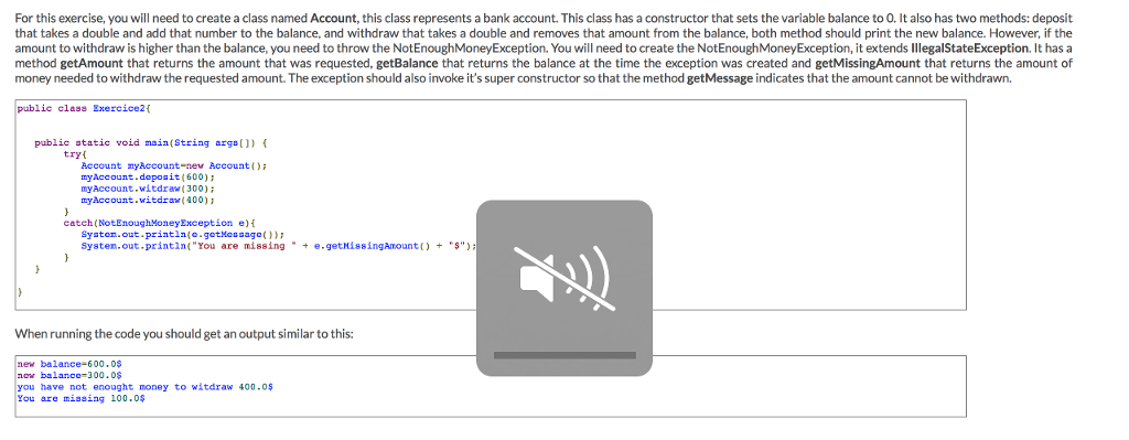  For this exercise, you will need to create a class named