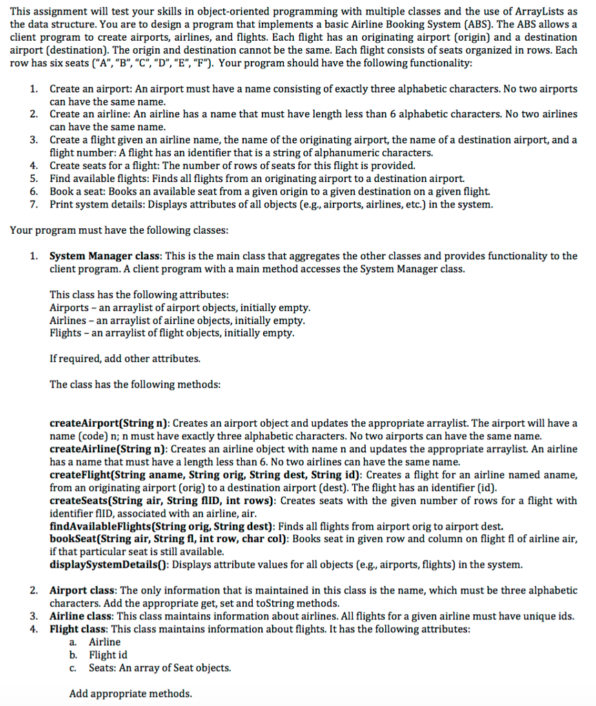 This assignment will test your skills in object-oriented programming with multiple classes