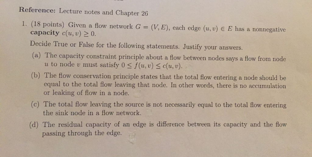  Reference: Lecture notes and Chapter 26 1. (18 points) Given a
