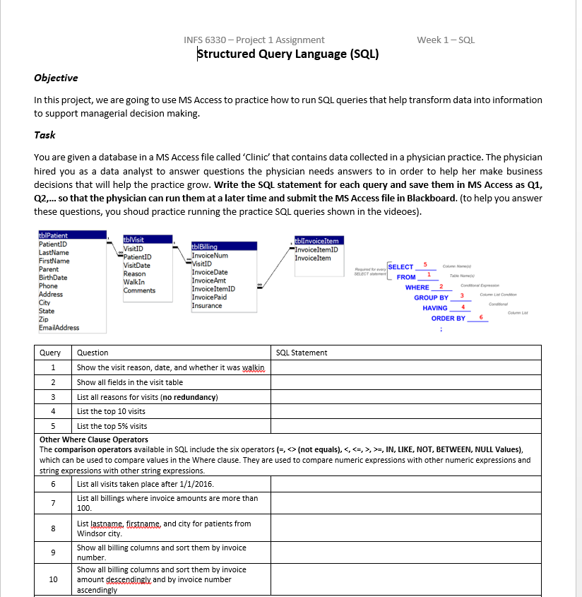  Can someone help with the SQL Statement based on their respective