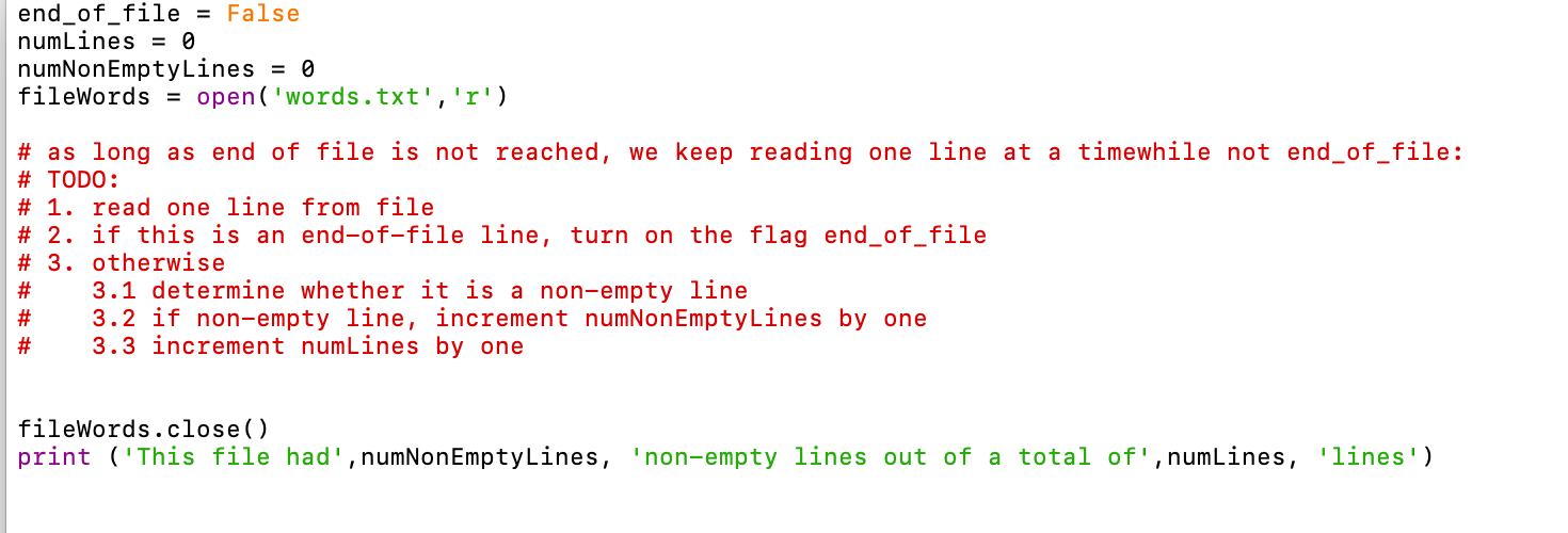 11. Please download the file named words.txt to the folder where your