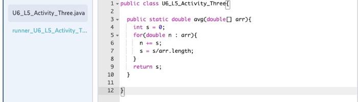 class which is intended to return the average of the values in