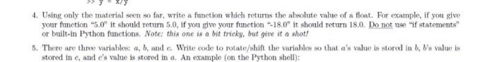 function which returns the ab your function "5.0" it should return 5.0,