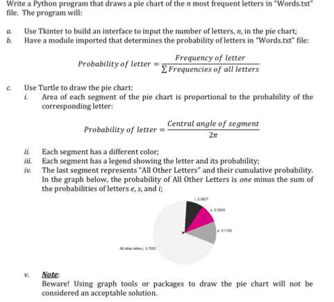 Write a Python program that draws a pie chart of the