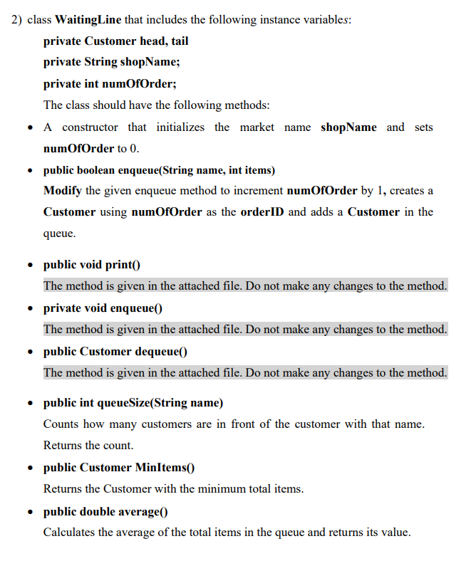 ) I need the other classes Consider the Queue data structure implementation