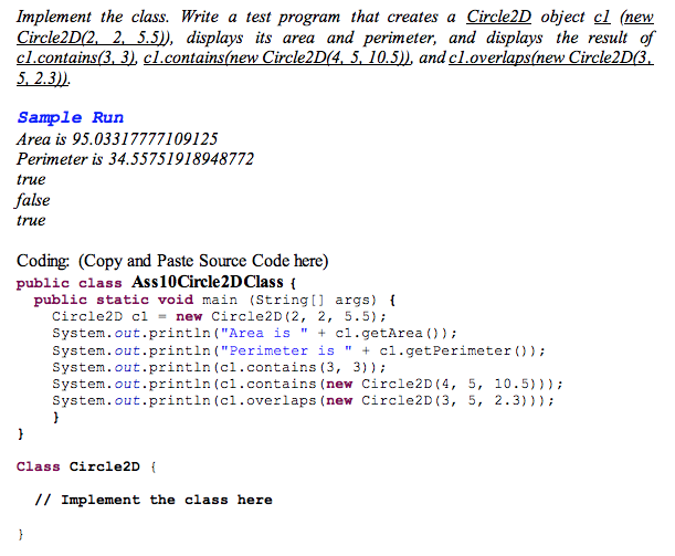 the center of the circle with get Two double data fields named