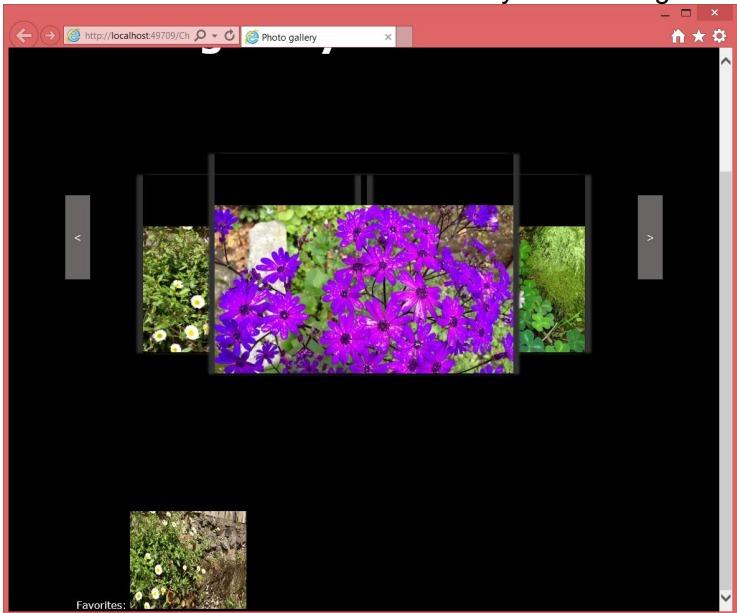 example (photo viewer) to include the following features: 1. When the users