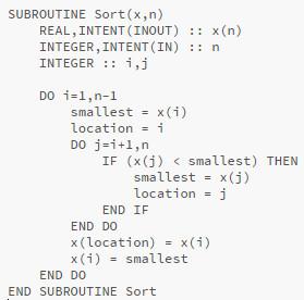 x(i) location = i DO j=i+1,n IF (x(j) Given a list of