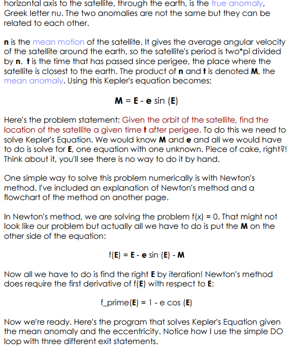 mechanics problem. It uses the method to solve Kepler's Equation. Kepler's equation