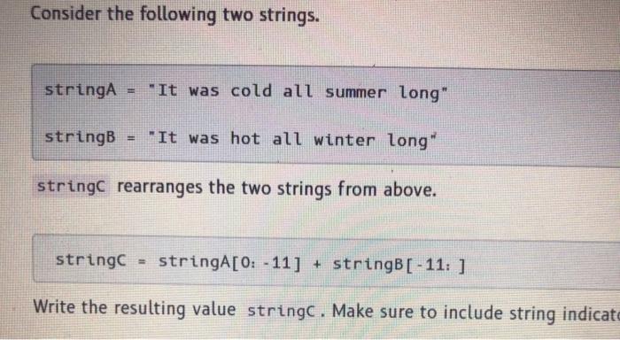 summer long strings - "It was hot all winter long stringc rearranges