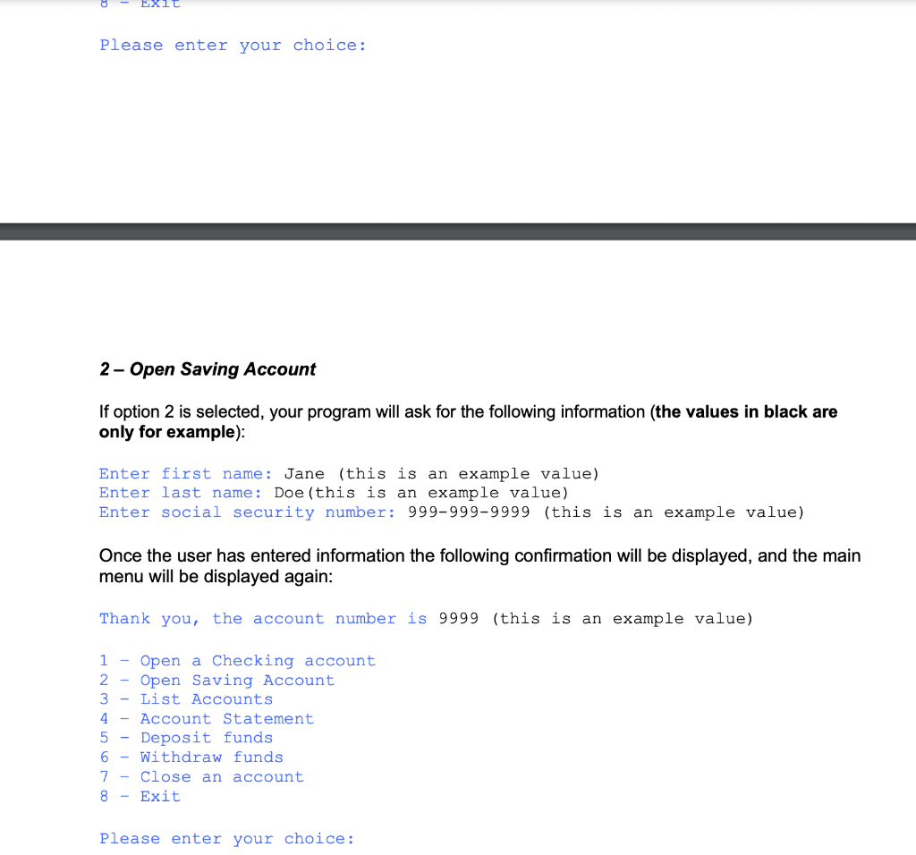 the program. designed above to provide the functionality given below. You will