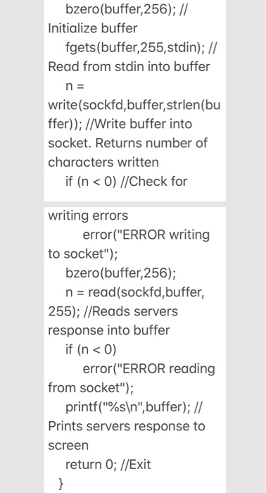 two pieces of code (server.c and client.c) written in the C programming