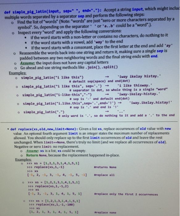 Help with python def staple _pig_latin(input, sep= ", end = "* ");