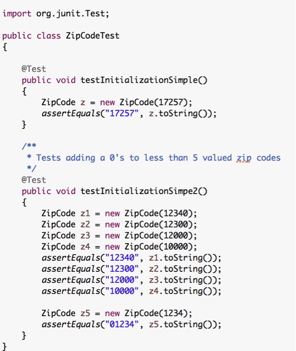 a zip code when it is appropriate. Code so far is above.