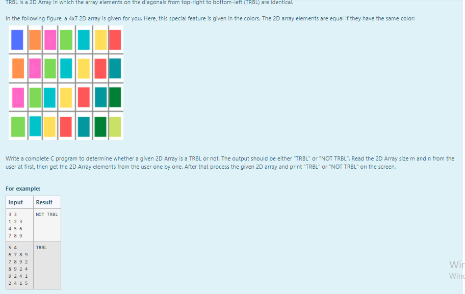  TRBL is a 2D Array in which the array elements on